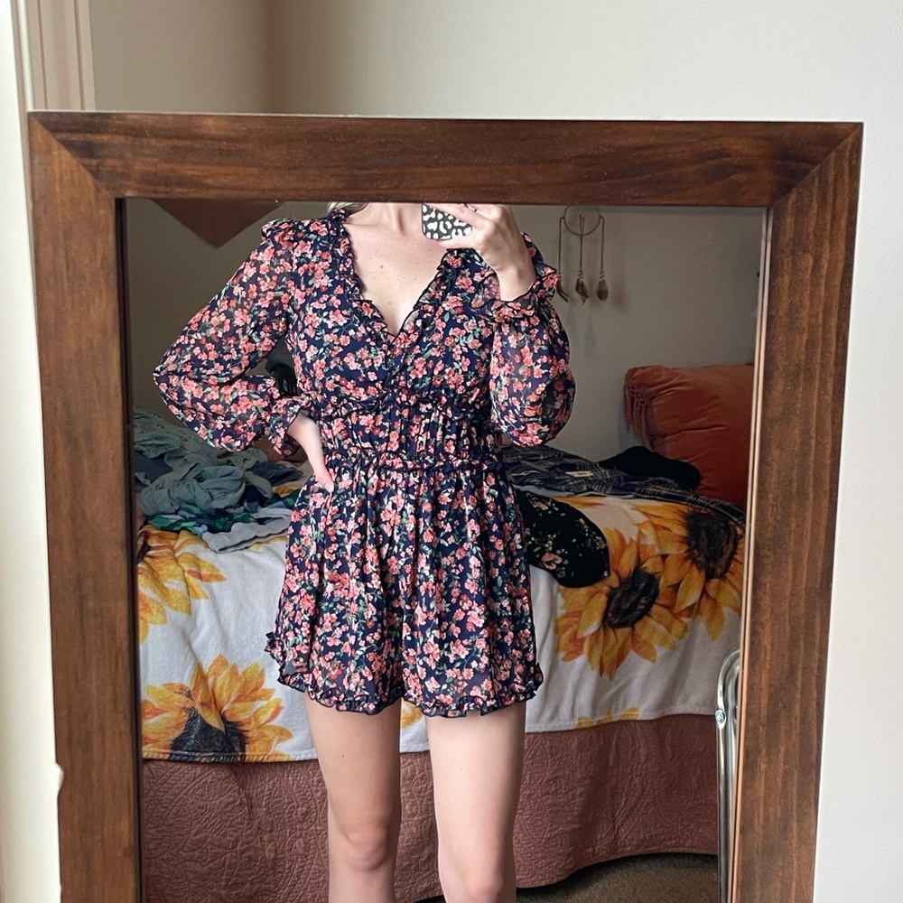 Floral long sleeve romper